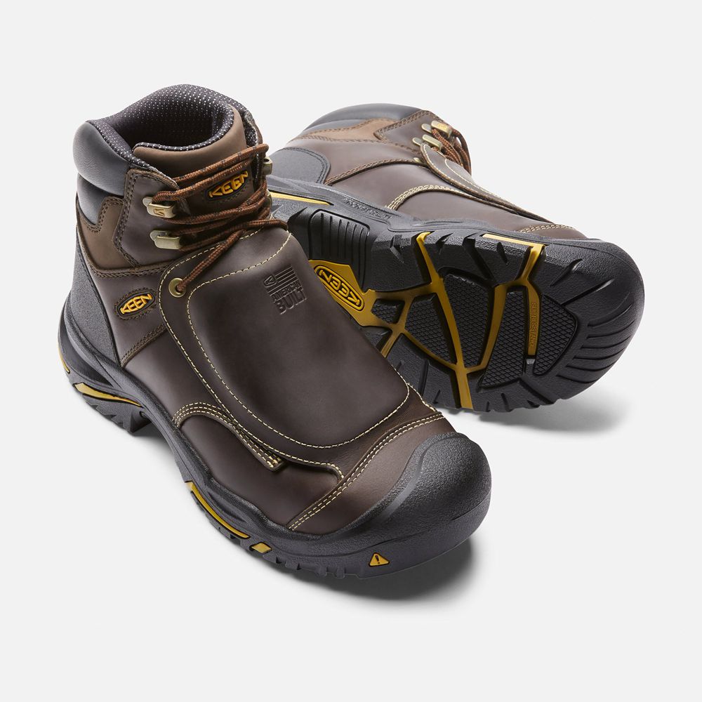 Keen Trekking Bot Erkek Kahverengi - Mt Vernon 6\" Met (Steel Toe) - Türkiye MQTF50196